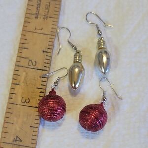 Elegant Silver and Red Dangle Earrings